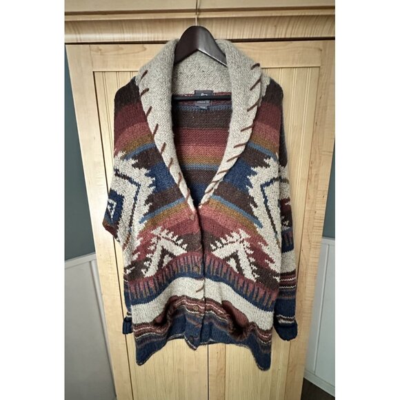 Vintage WOOLRICH 100% Wool Southwestern Knit Cardgian Sweater Size Medium M - Picture 1 of 4